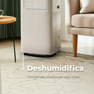 EVVO Aire Acondicionado Portatil 3 in 1 Clima P7, silencioso, 7.000 BTU, con Mando a Distancia, Superficie 15m2, Clase energética A, Blanco