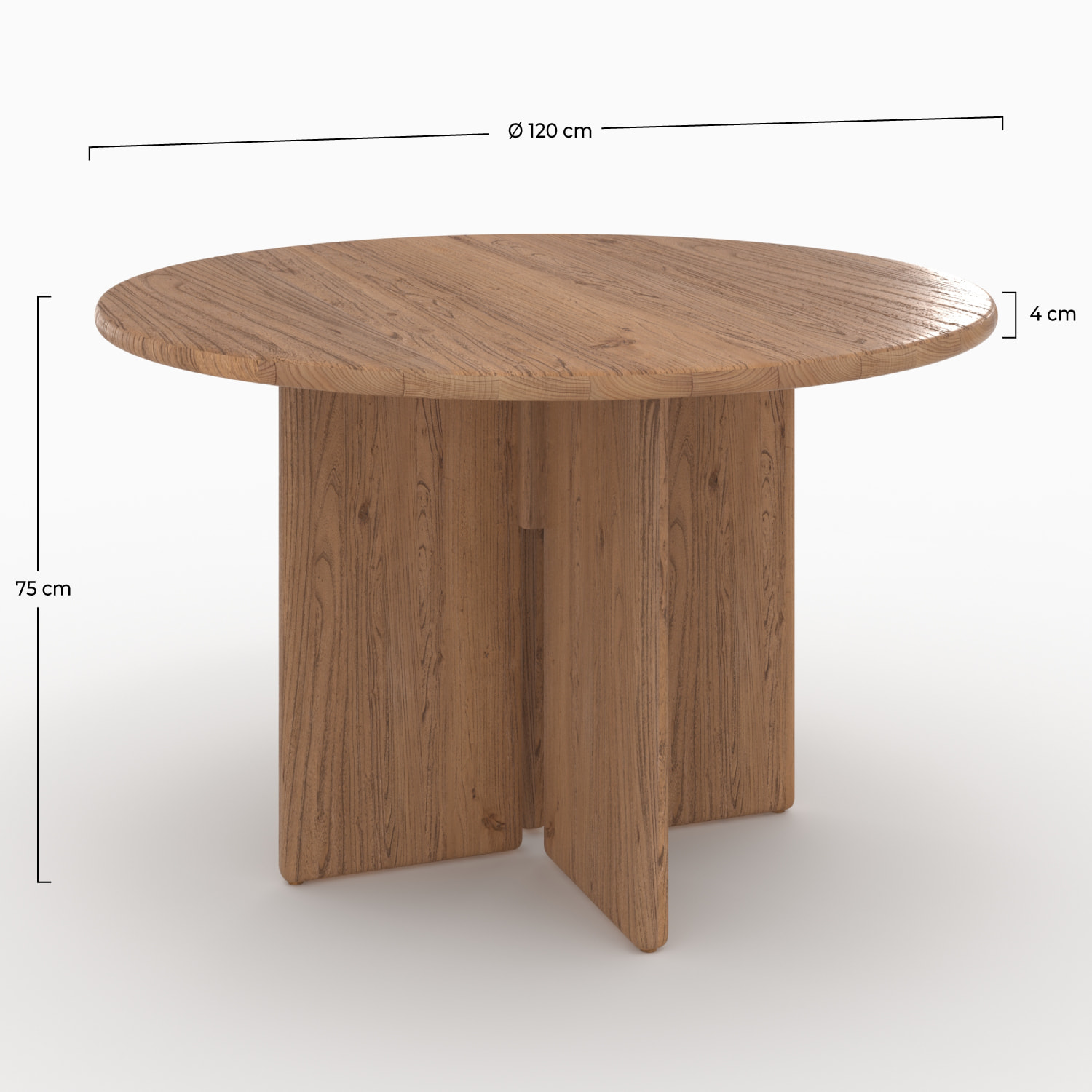 Table ronde en bois d'orme 4 personnes - Gulia