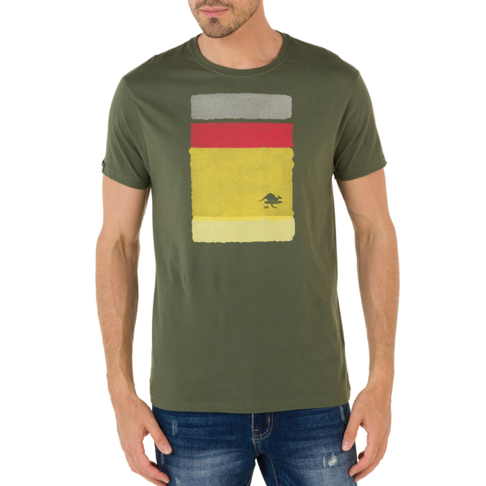 T-shirt in cotone 150 gr Hot Buttered Barrel Colore Verde militare.