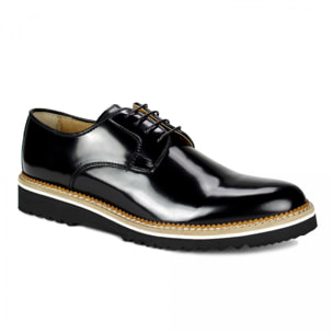 Derby stringate in pelle abrasivata con suola in micro nero