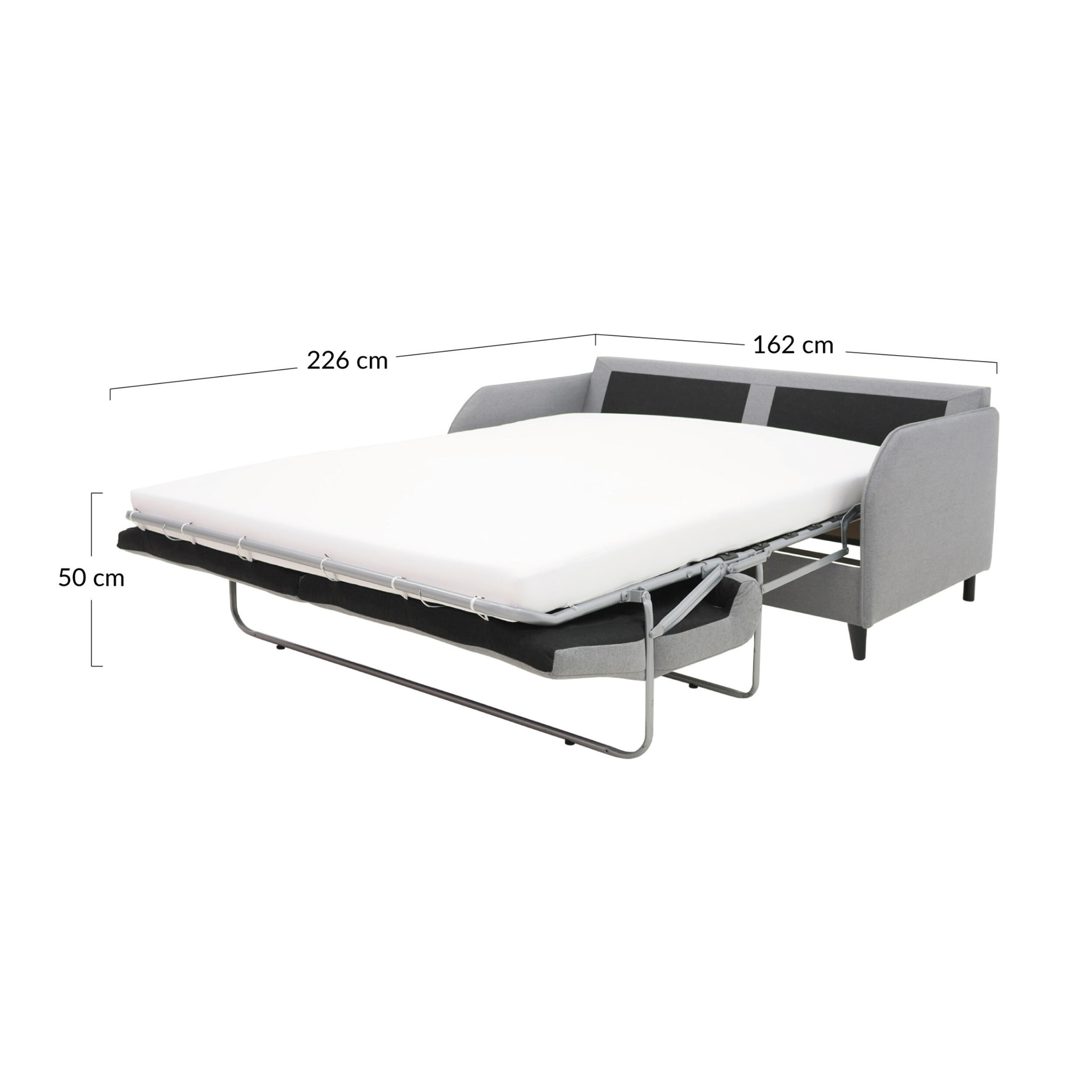 Cosmos - canapé 3 places convertible express couchage quotidien 140 cm matelas 11 cm en tissu - Gris