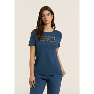 T-shirt Manica Corta con Grafica Animalier e Logo FREDDY