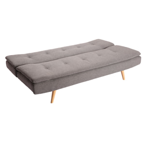 Canapé convertible scandinave 3 places en tissu gris foncé et bois clair SENSO