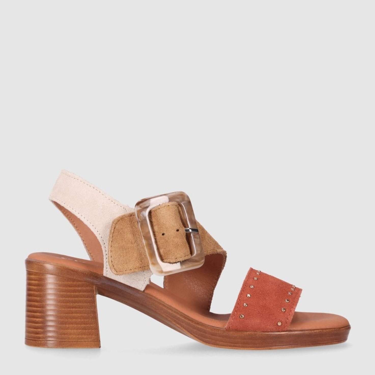 Sandalias de Serraje - Multi-Marron - Tacón: 5 cm