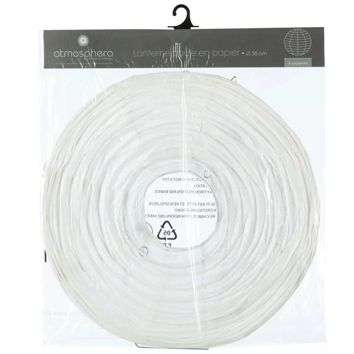 Lanterne boule papier blanc D35cm