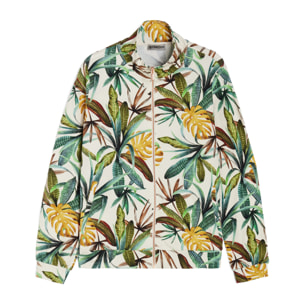 Felpa collo alto e zip in jersey stampato fantasia tropical