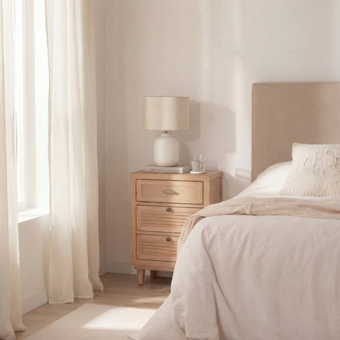 Table de chevet Venice -bois massif, panneau de mdf et placage naturel-couleur naturel 46 x 69 x 37 cm