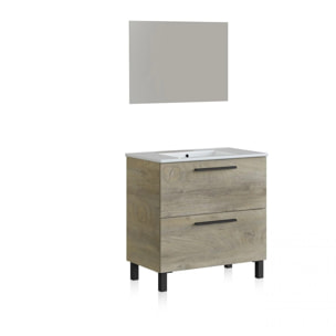 Mueble de baño con espejo Sense 2 cajones Roble Alaska