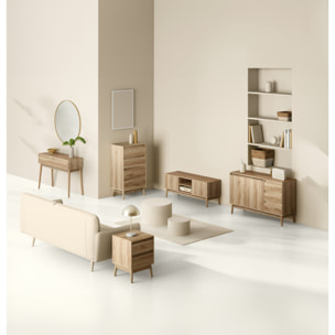 Commode 4 tiroirs effet chêne naturel "Abana"