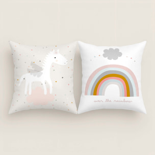 Funda de Cojín Estampado - Con Cremallera - Sin relleno - 100% Algodón - Pegaso Mágico