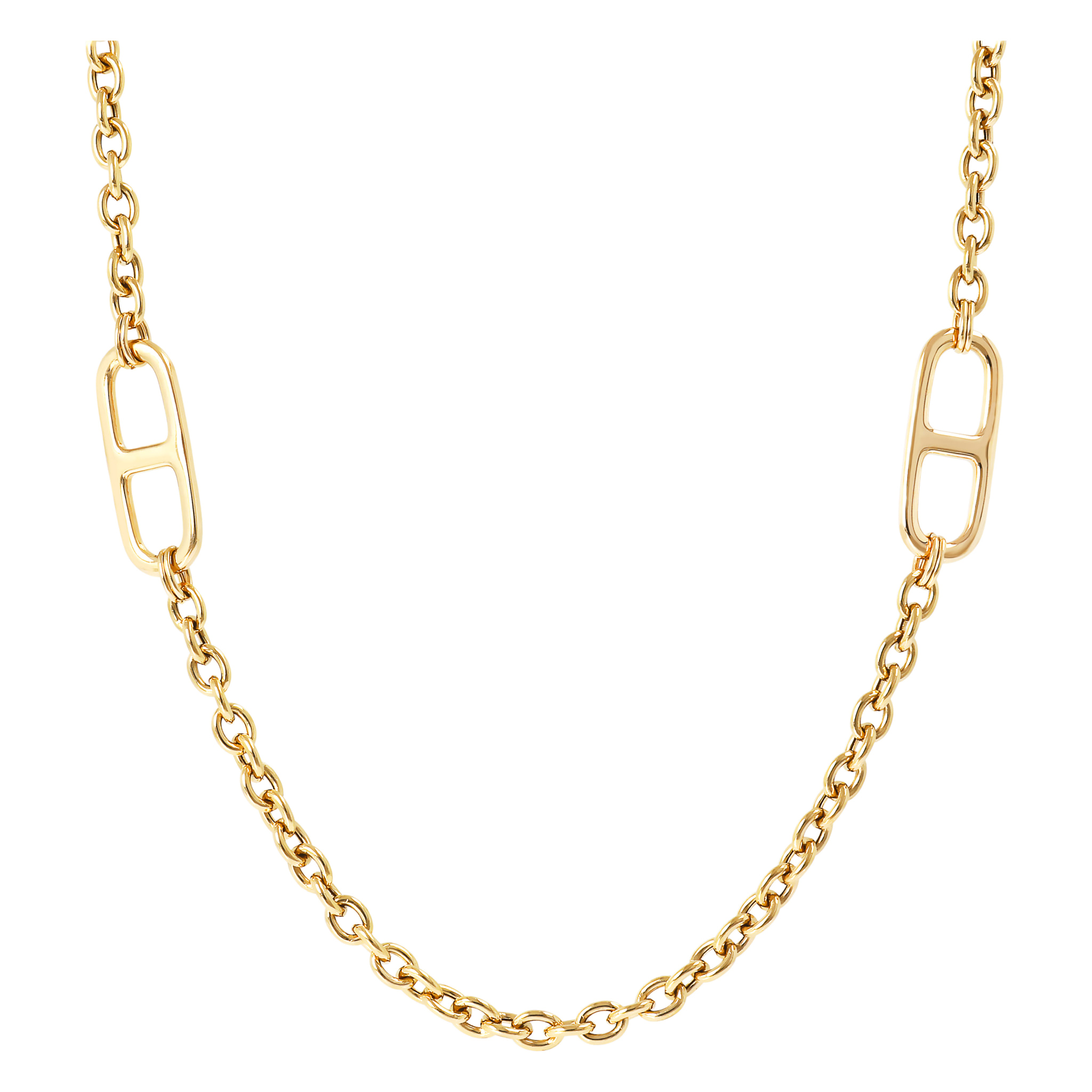 Collana Lunga Golden Catena Rolo con Station di Maglie Marine