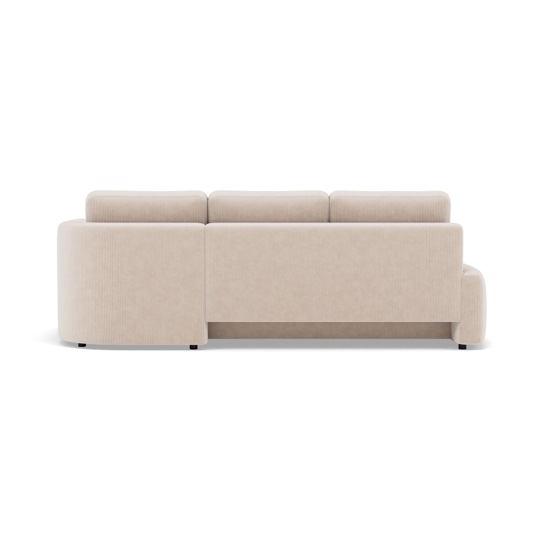 Mahina - canapé d'angle droit 4 places convertible avec coffre en velours côtelé - Beige