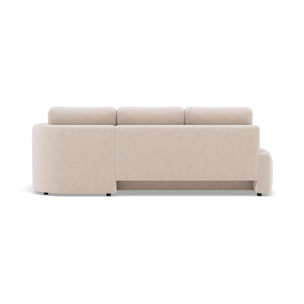 Mahina - canapé d'angle droit 4 places convertible avec coffre en velours côtelé - Beige