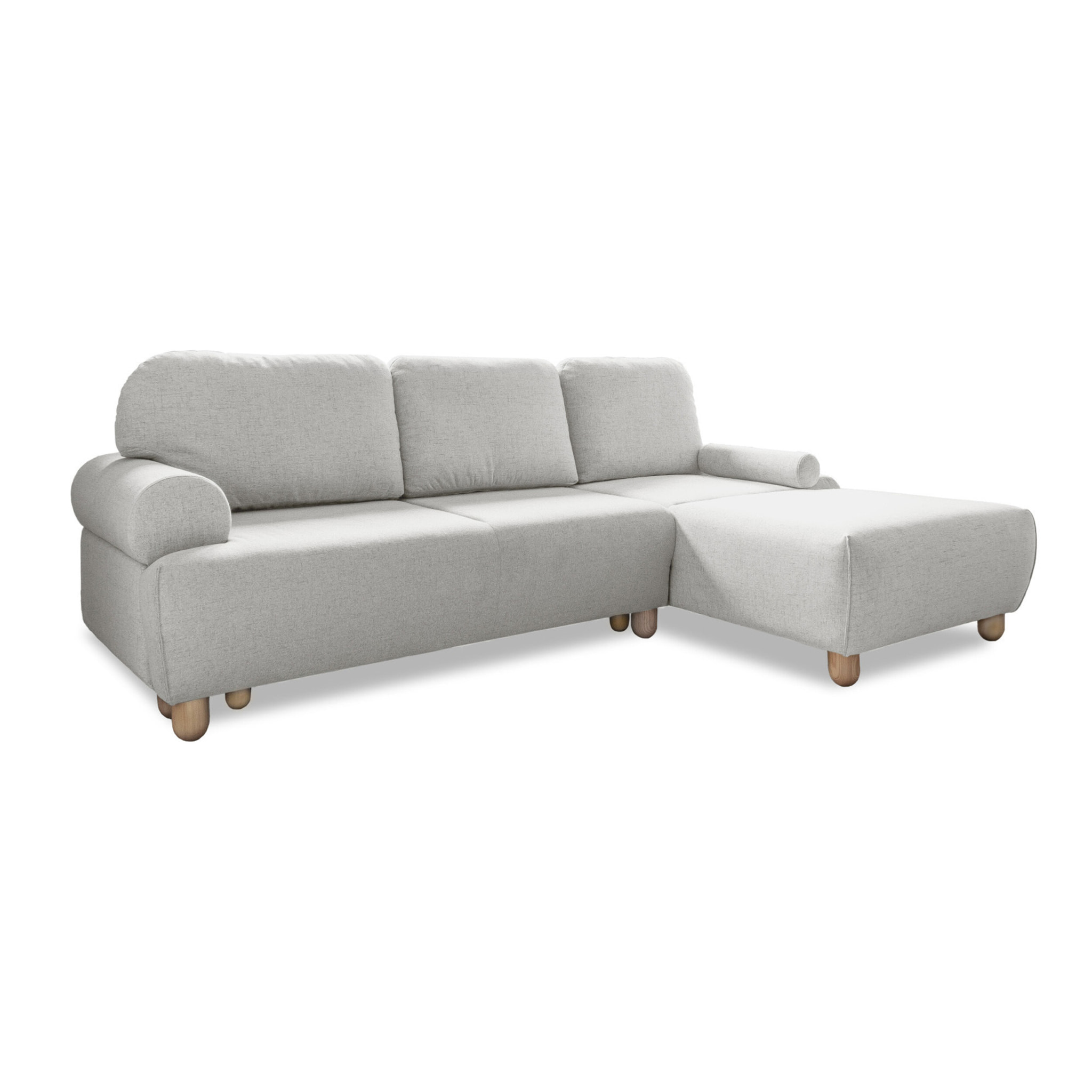 Olli - canapé d'angle droit - convertible - avec coffre - 4 places - en tissu - Beige
