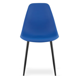 Set di 4 sedie moderne Wat blu con gambe nere