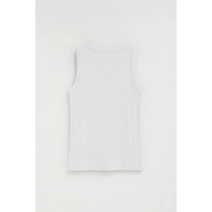 Pack mujer de dos camisetas sin mangas azul marino y blanca de canalé con logo Polo Club