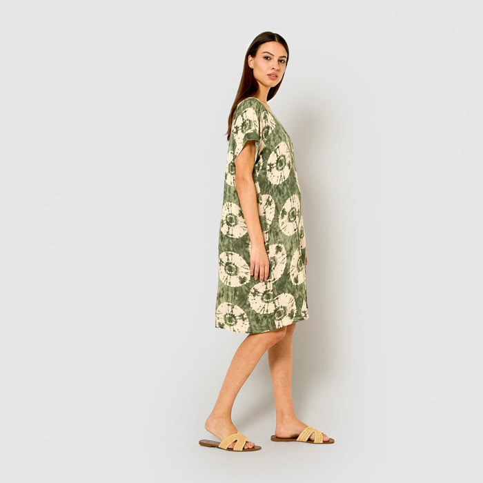 Vestido corto bambula detalles plisados dugan vercacería