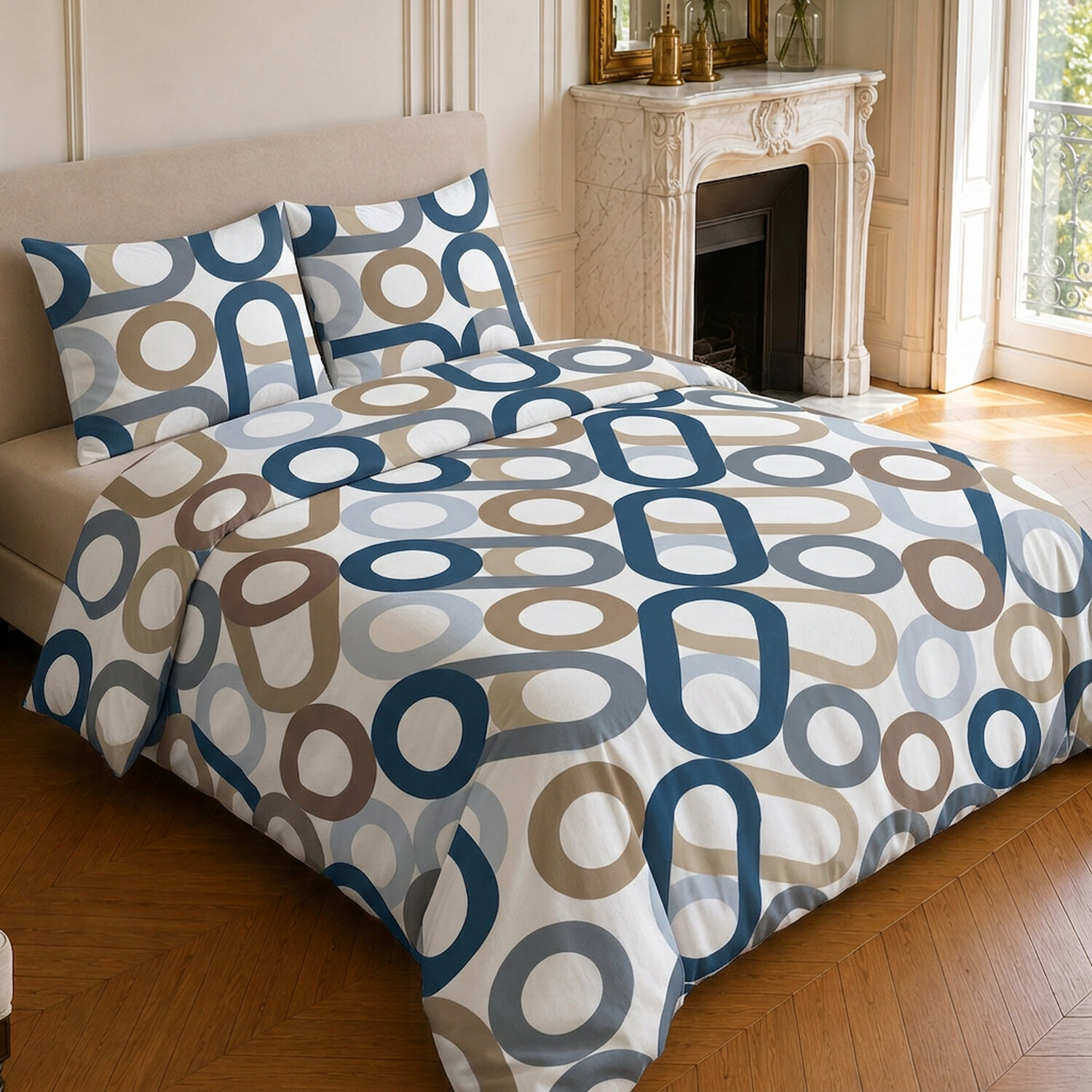Parure housse de couette 100% coton motif géométrique - DAIKO