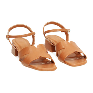 Sandalias cognac tacón 4 cm