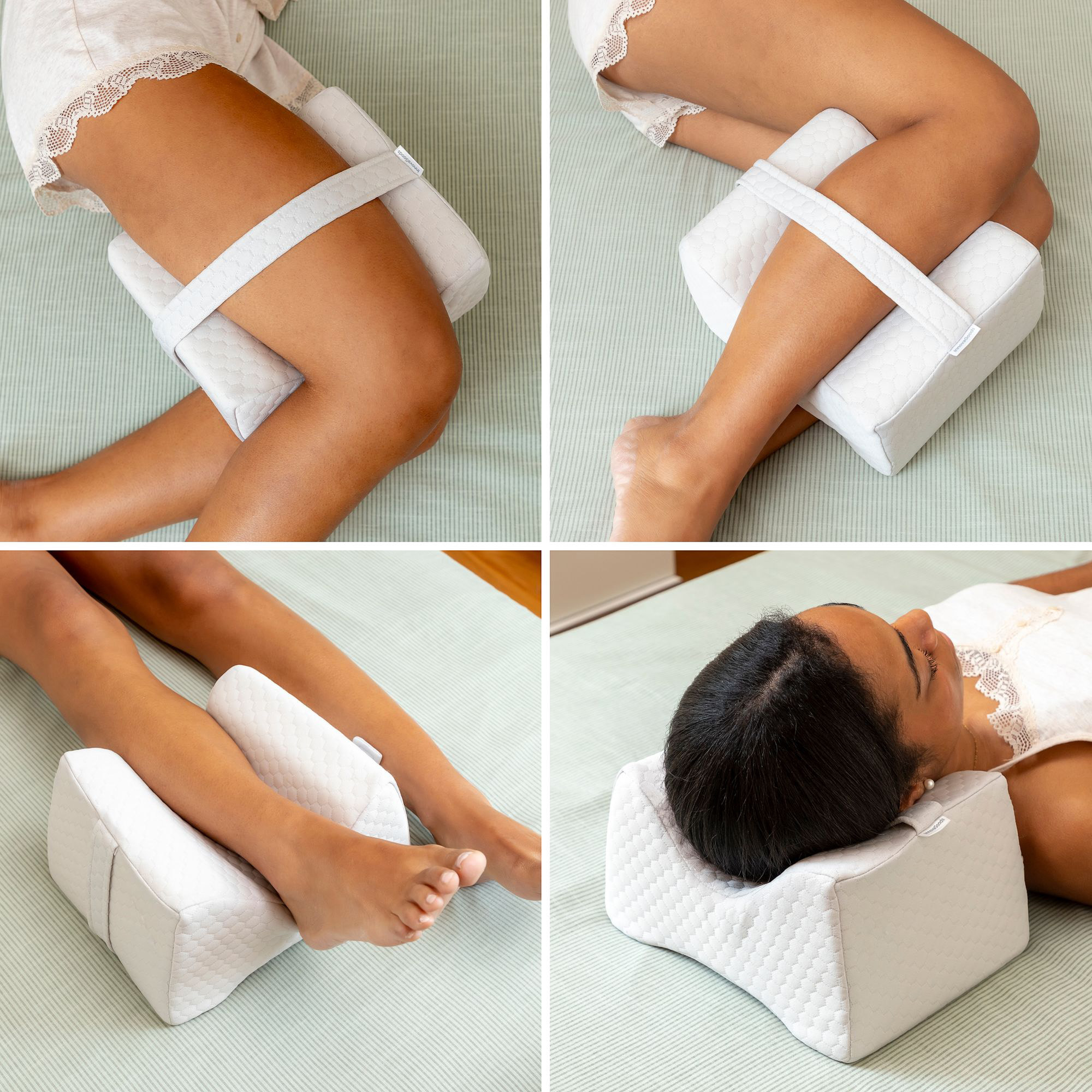 Cuscino ergonomico per ginocchia e gambe - bianco - 21x15,4x25,2 cm