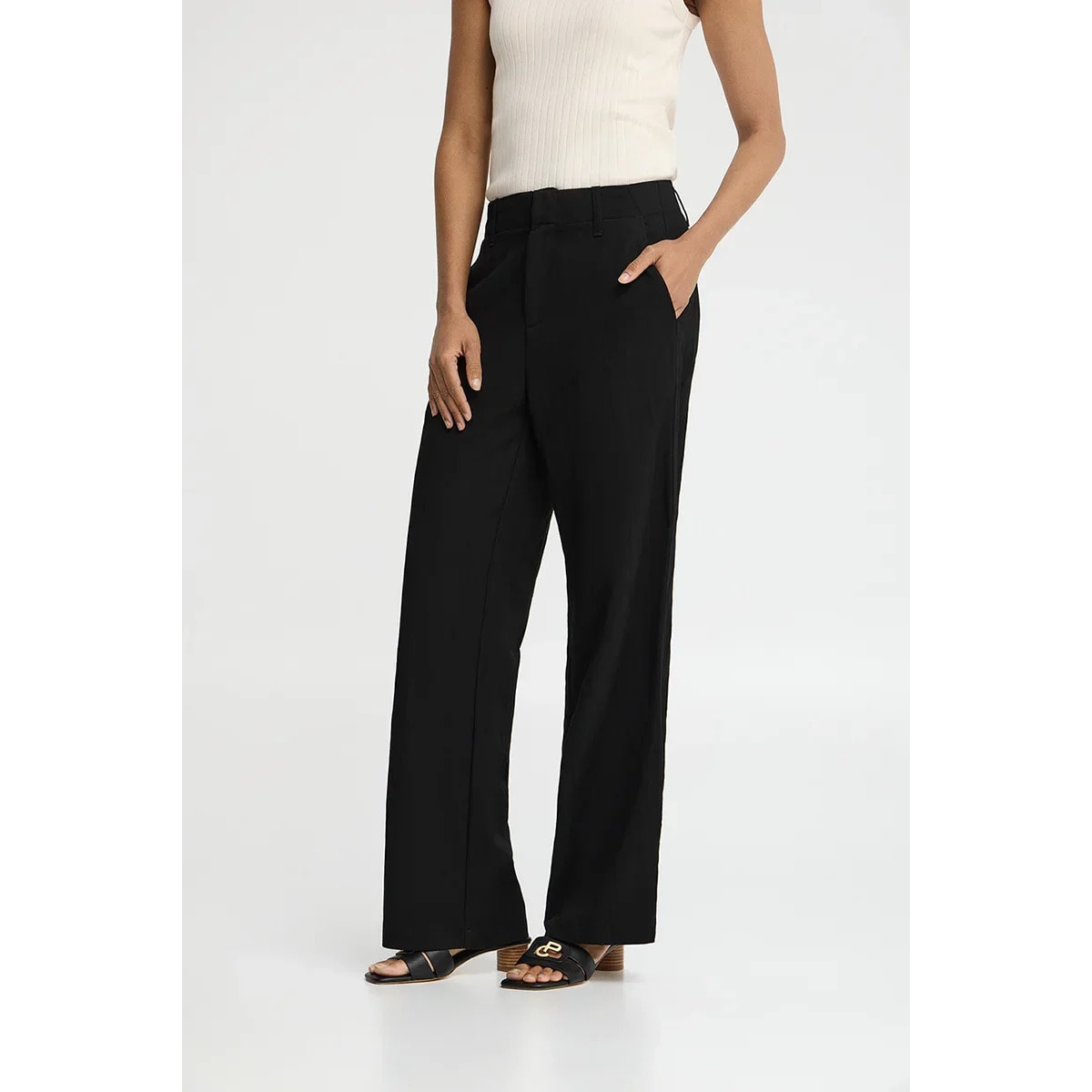 Pantalón negro de corte recto con logo Polo Club