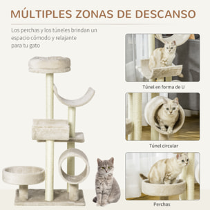 Árbol para Gatos de Terciopelo y Sisal 50x40x105cm Beige