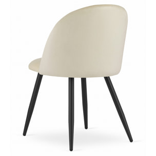 Sedia Bello in velluto beige e gambe in metallo nero
