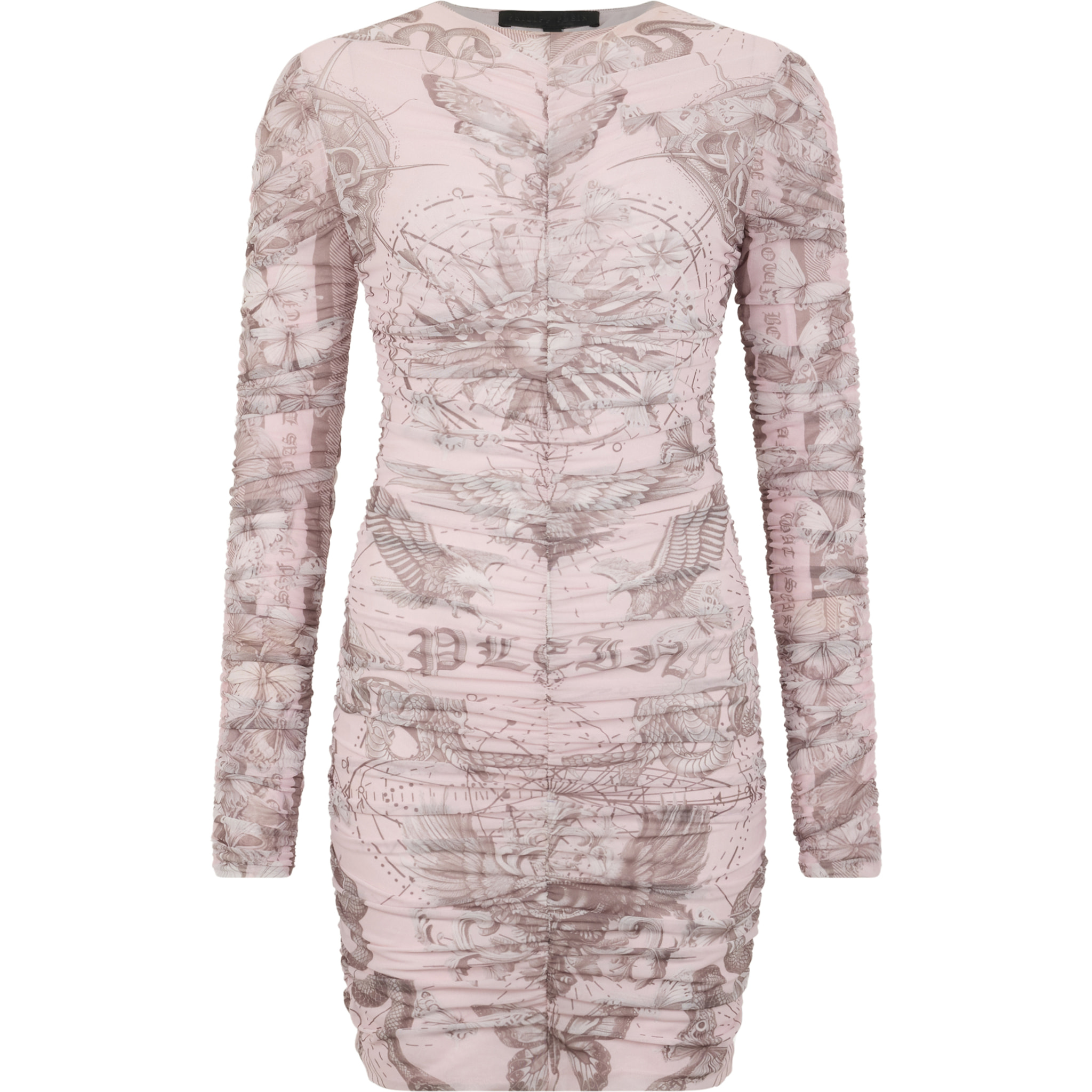 PHILIPP PLEIN Wrinkled Mini Dress Butterfly Tattoo