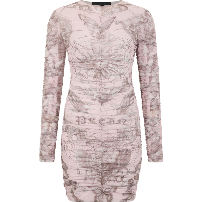 PHILIPP PLEIN Wrinkled Mini Dress Butterfly Tattoo