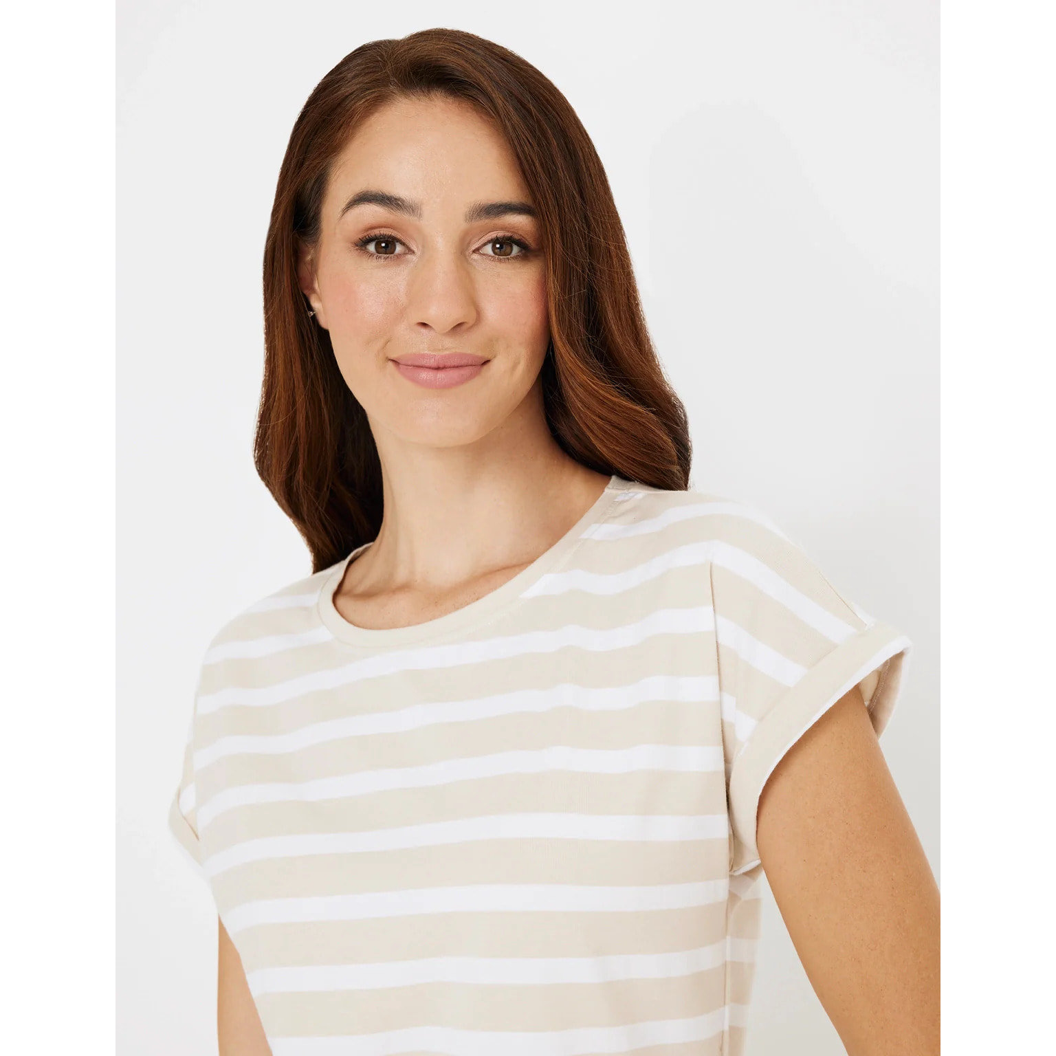 Camiseta Manga Corta de Rayas Beige - Madonna