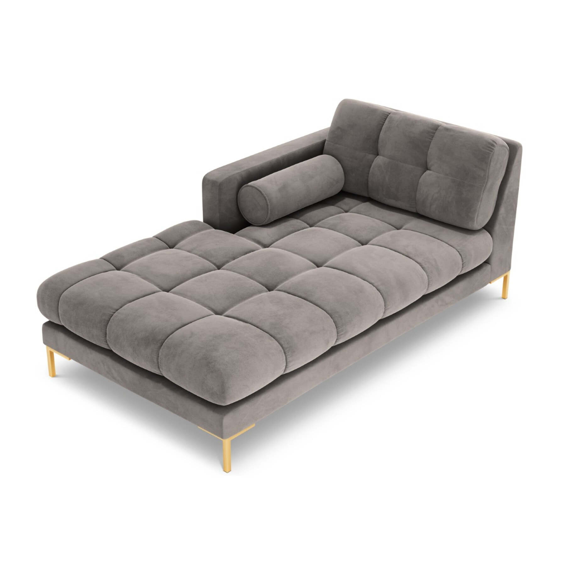 Méridienne gauche "Bali" en velours gris clair