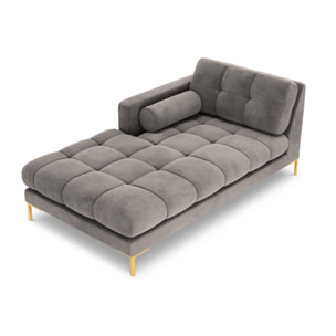 Méridienne gauche "Bali" en velours gris clair