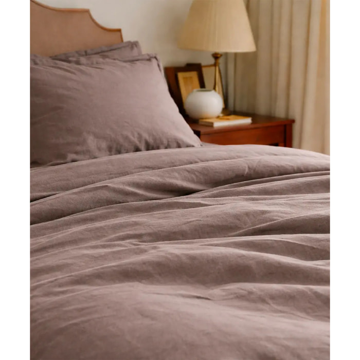 Completo Lenzuola RASO TORTORA tinta unita per letto matrimoniale 100% Raso di Cotone e Made in Italy