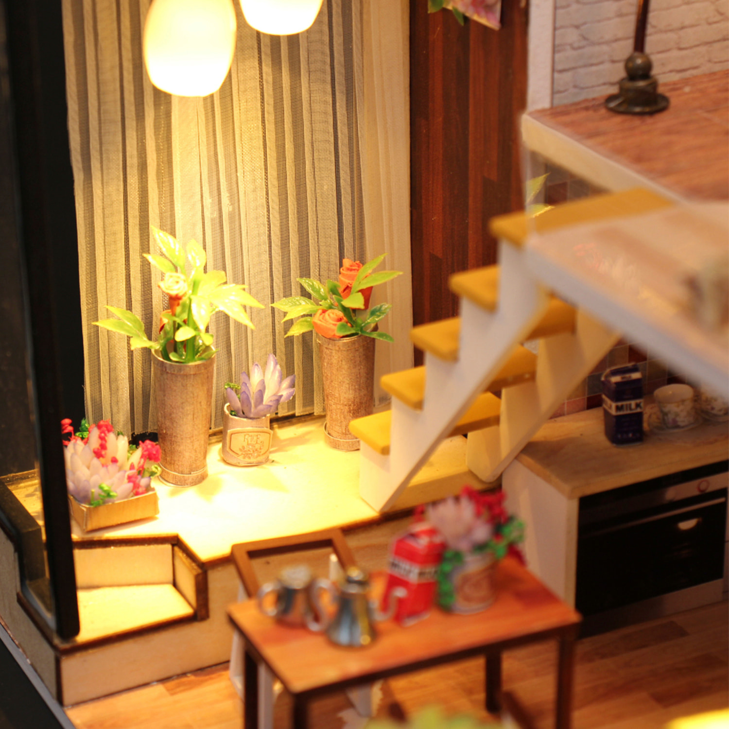 Habitación Escandinavia Romántica. Maqueta 3D realista con gran detalle y luces led.