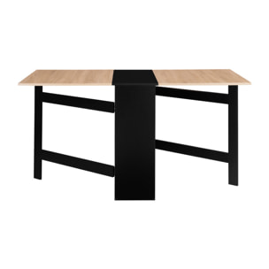 Table à manger dépliable Edi avec rangement bois et noir