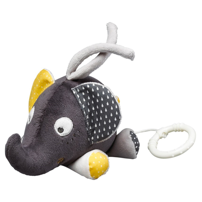 Peluche Mini Musical Eléphant en velours gris