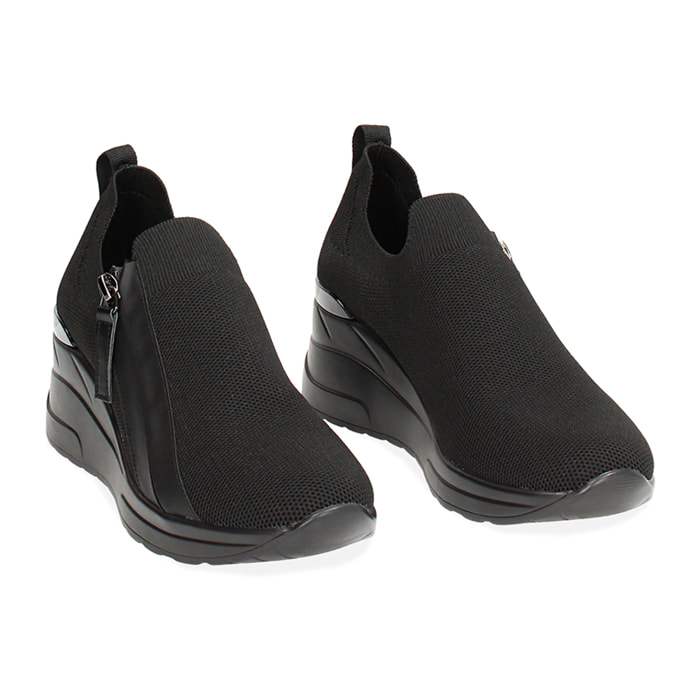 Slip on nere con zeppa 7 cm