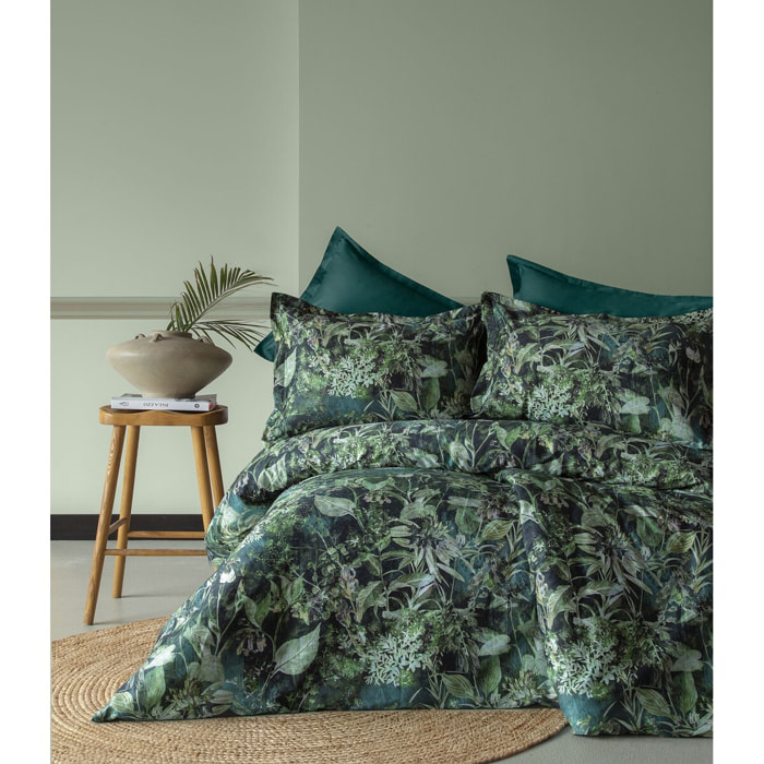 Parure housse de couette et taies oreiller 100% Satin de Coton imprimé