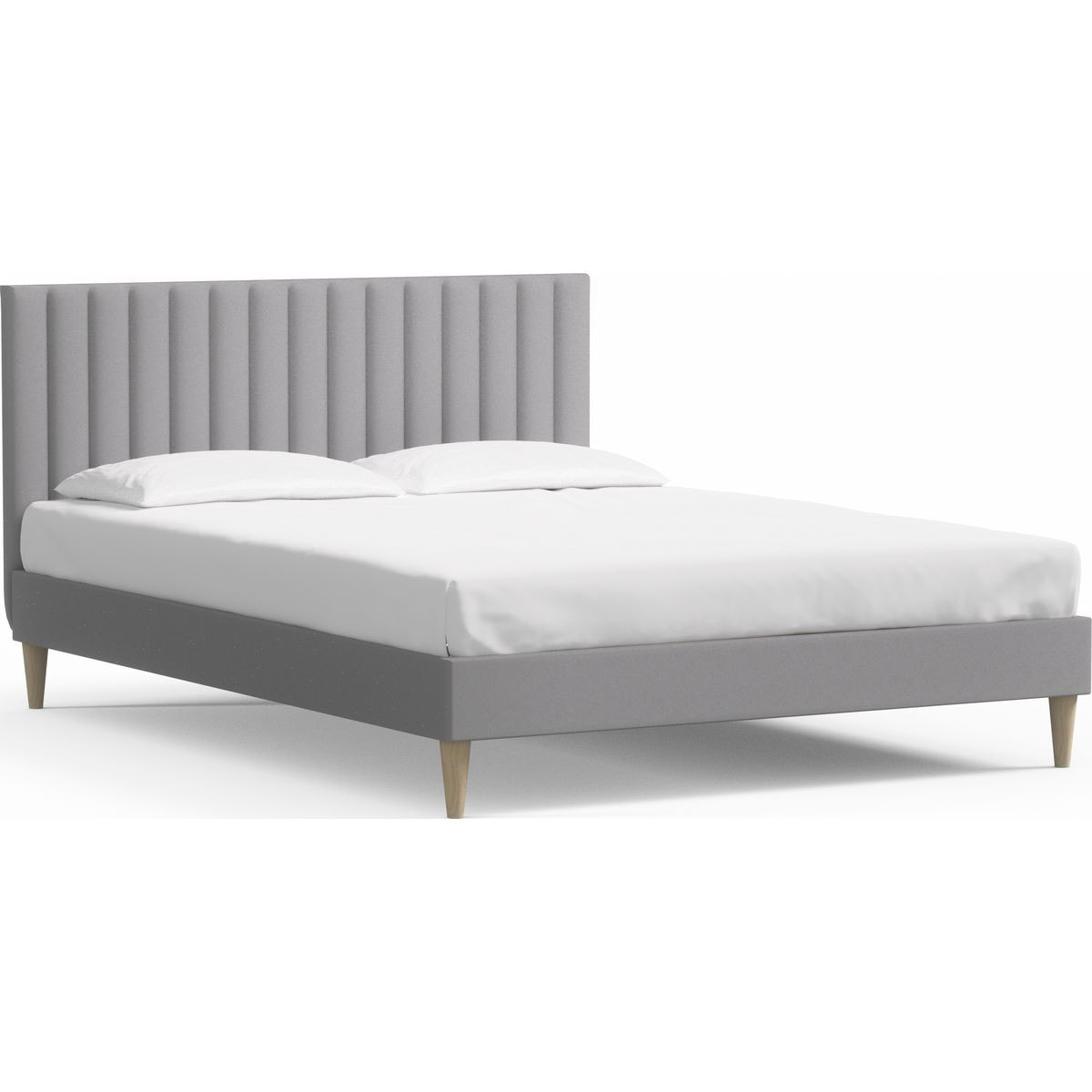 Lit adulte en velours avec tête de lit matelassée - ELIOT