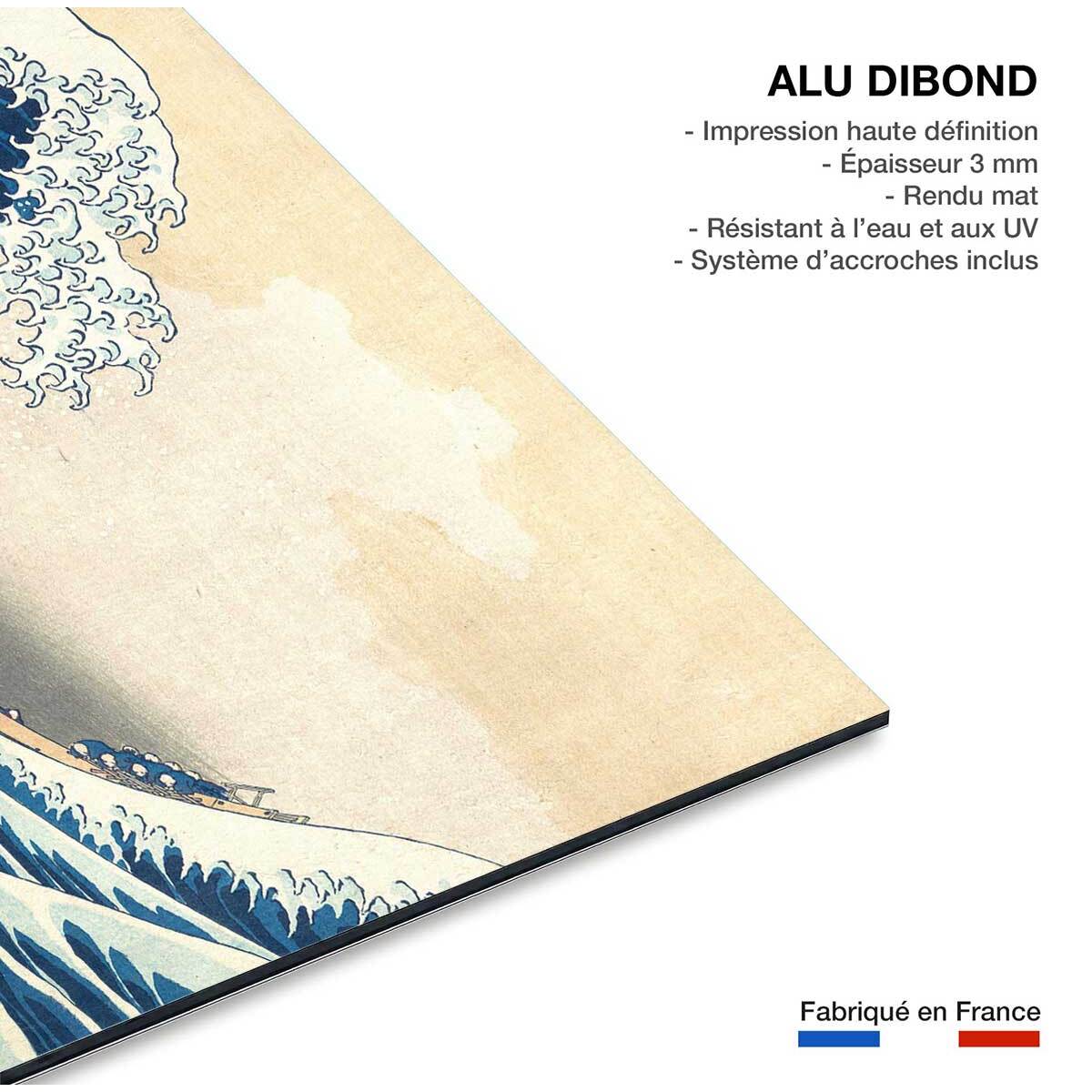 Tableau reproduction d'art La vague de Kanagawa par Hokusai Tableau alu Dibond