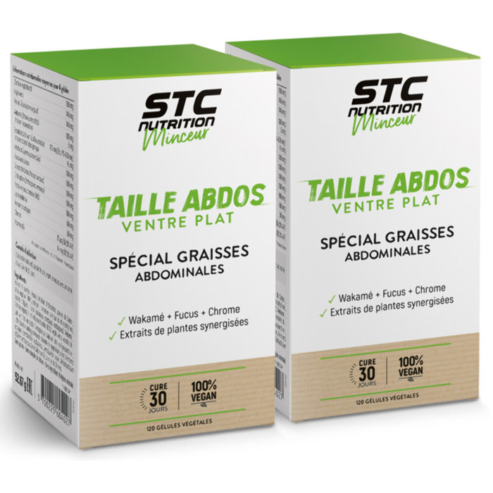 STC NUTRITION - Taille Abdos Ventre Plat - Complément Alimentaire Spécial Graisses Abdominales - Bien-être digestif - 100% Vegan - 120 Gélules Végétales - Lot de 2