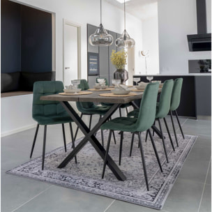 Set 2 sedie da pranzo Middelfart in velluto verde scuro con gambe nere