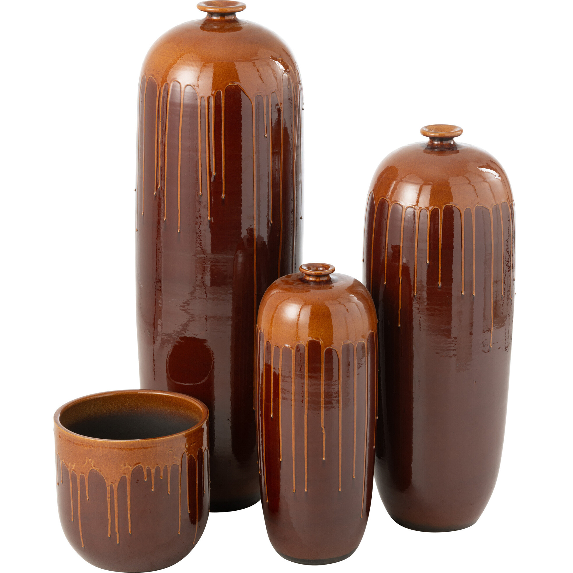 J-Line cache-pot Lee Terra - brillant - marron/orange -  Ø 28 cm