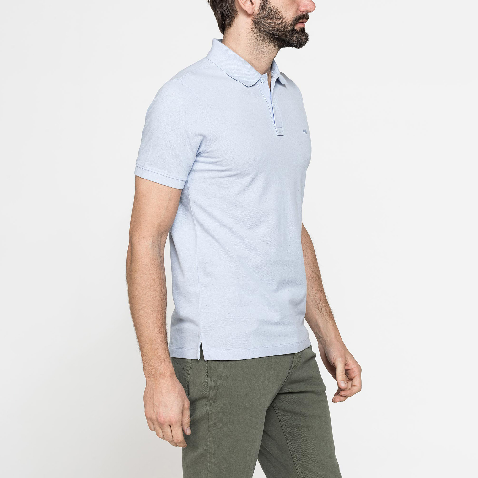 POLO MANICA CORTA IN COTONE E LINO