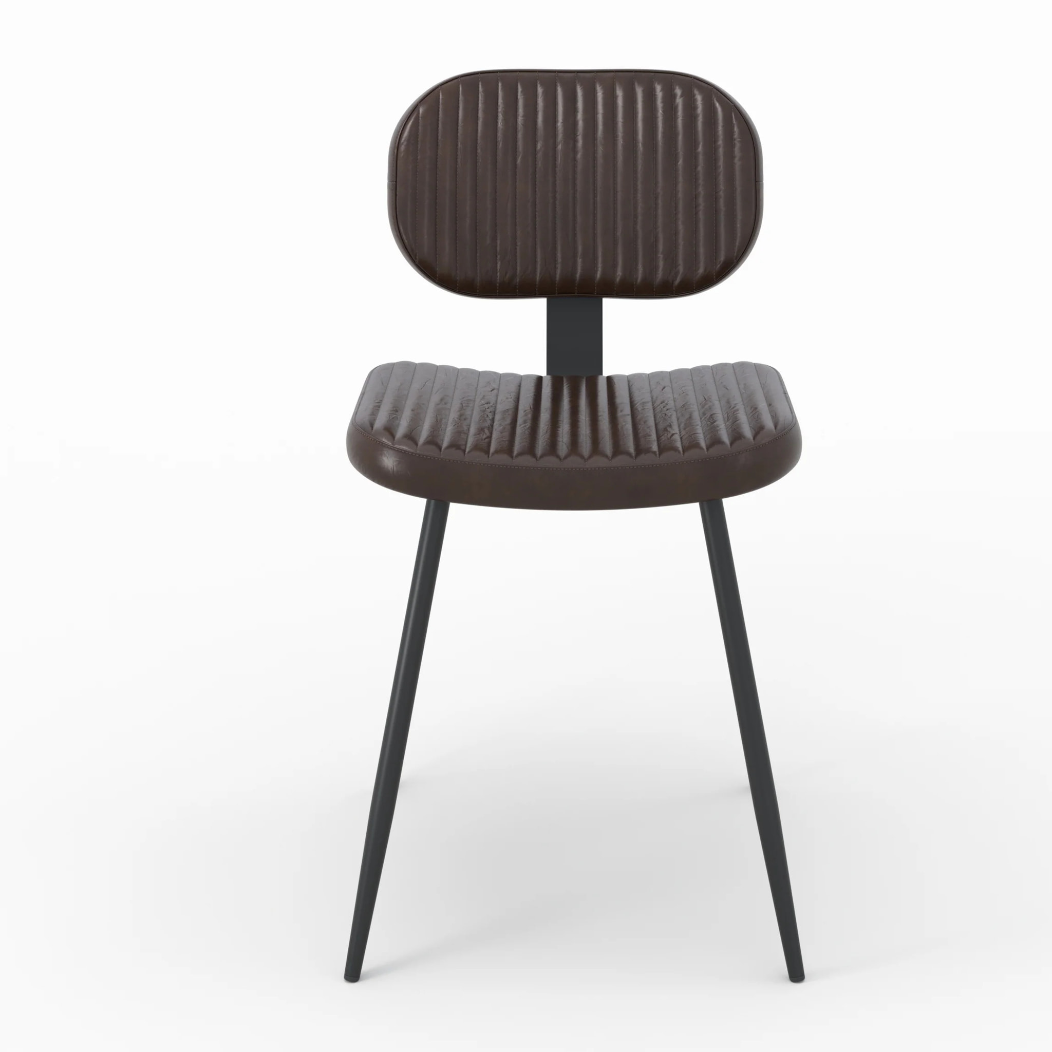 Lot de 2 chaises en cuir marron et pieds en métal noir - Clovis