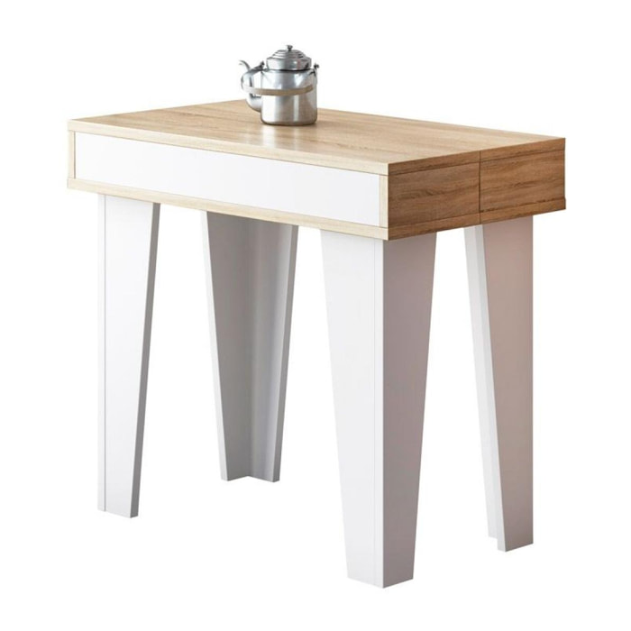 Mesa consola extensible Nordic KL Roble Cepillado - Blanco Mate