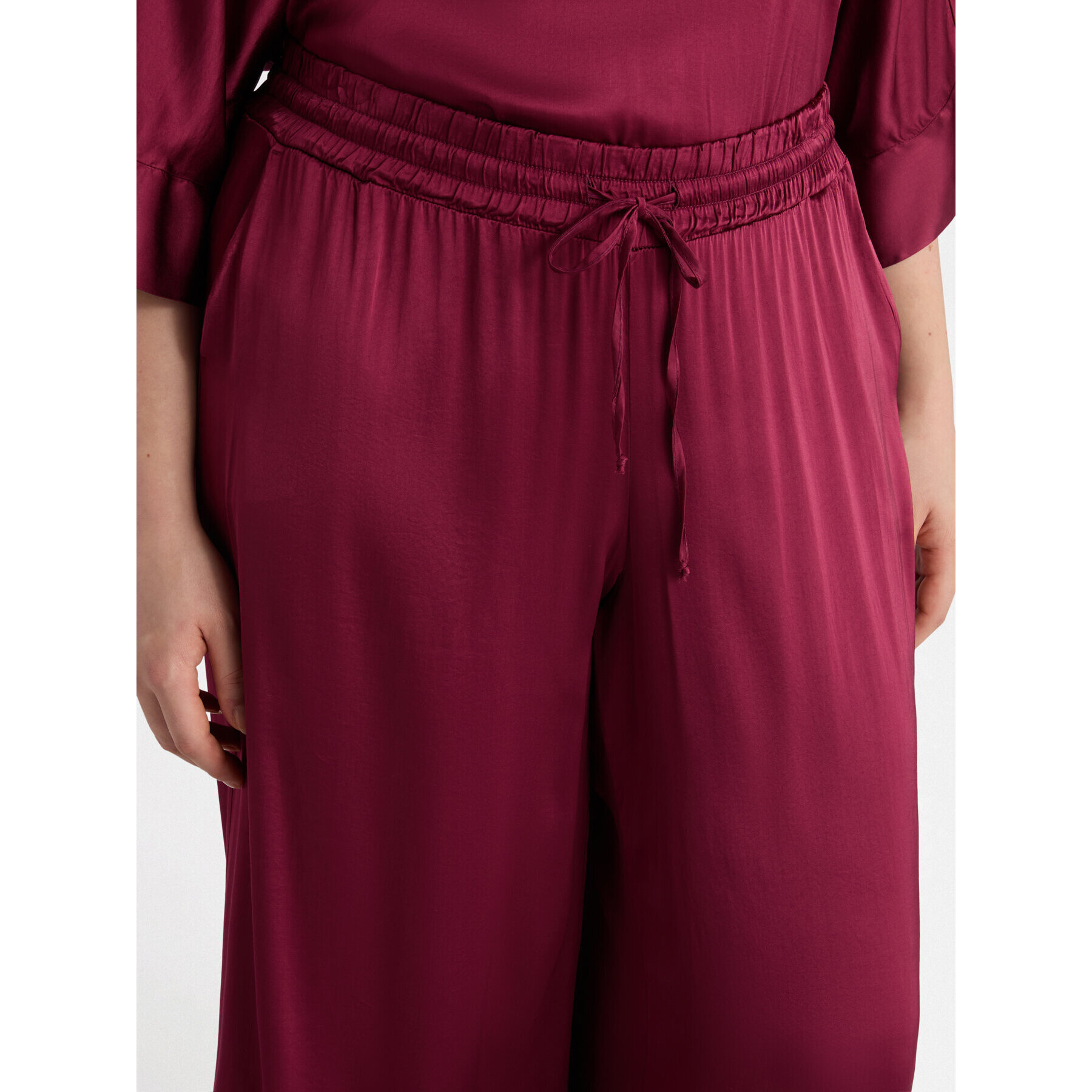 Fiorella Rubino - Pantalón palazzo de raso - Burgundy