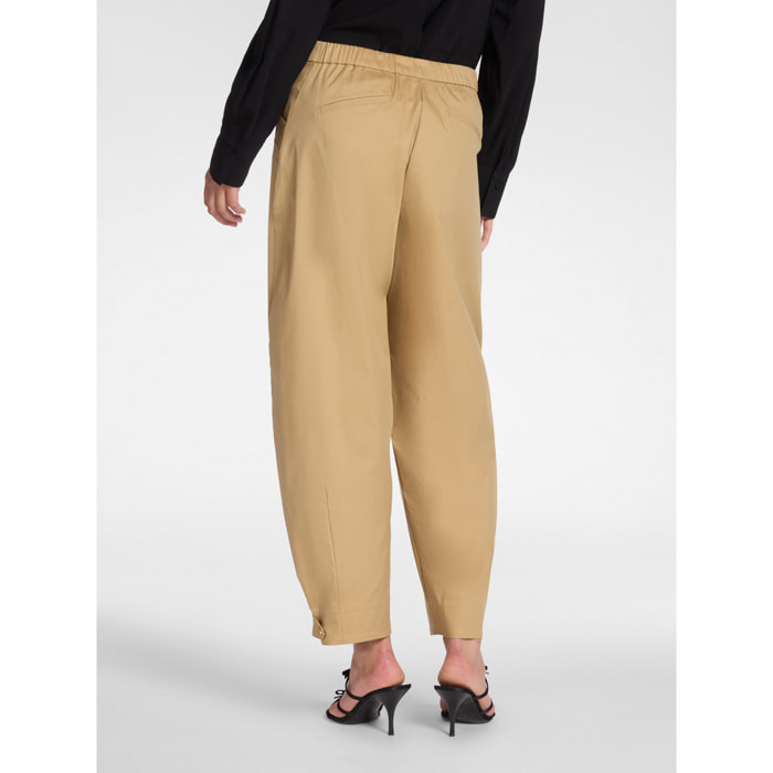 Elena Mirò - Pantaloni barrel con cinturini al fondo - Marrone