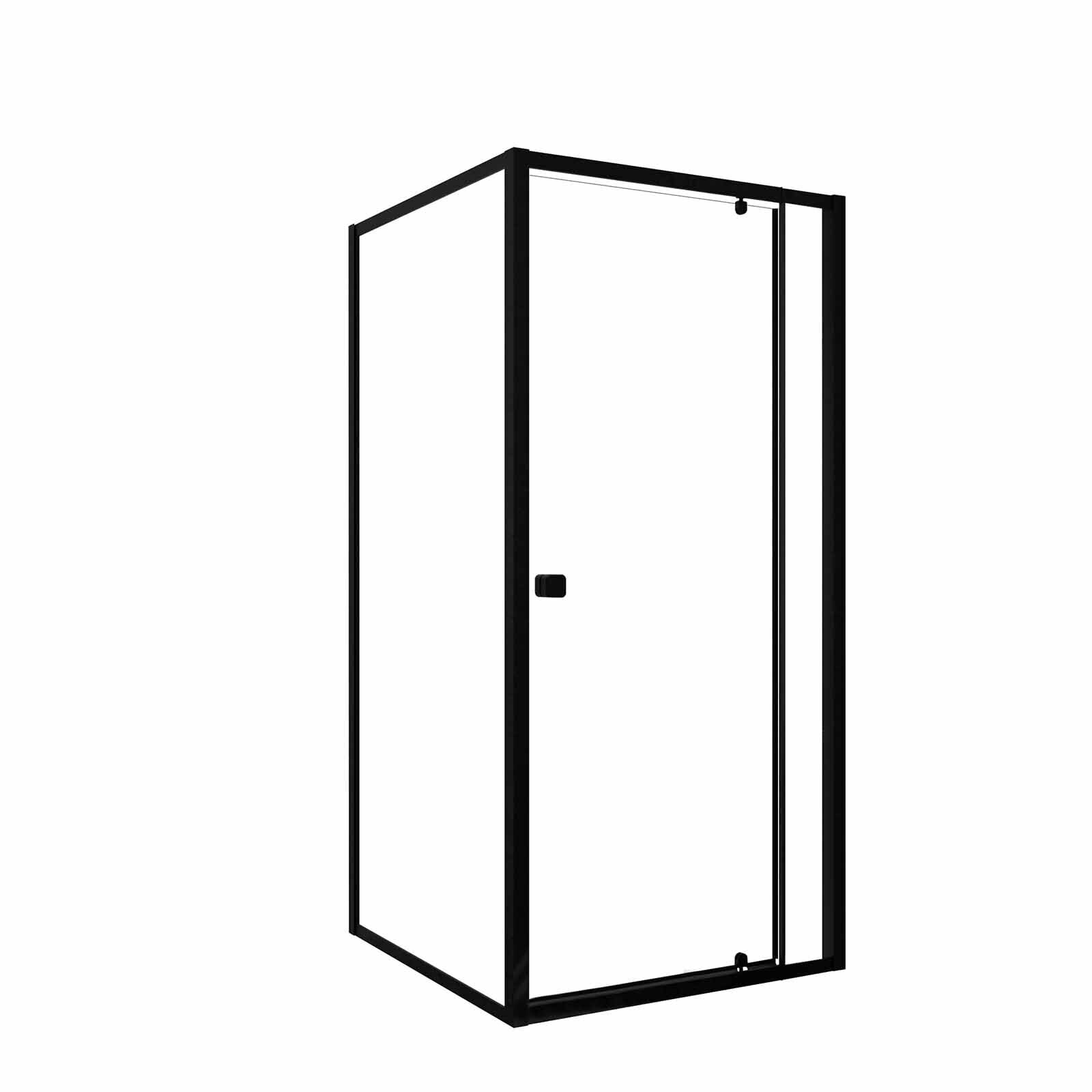 Porte de Douche Pivotante Extensible 69/80x185cm et Retour Fixe 80cm - Noir - BLACK SLIDE