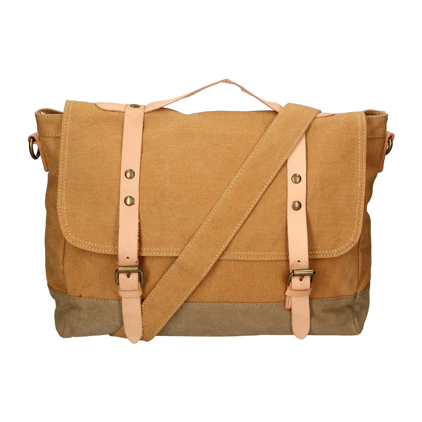 Borsa a mano unisex - Modello Minerva - Canvas e pelle - 30.0 x 40.0 x 12.0 cm